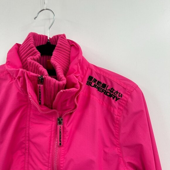 SUPERDRY Japan Hot Pink Black The Windcheater Mesh Lined Outdoor Jacket Medium - Picture 3 of 11